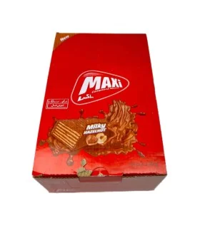 ویفر روکش کاکائو با طعم فندق مکسی شیرین عسل - 30گرم بسته 24 عددی