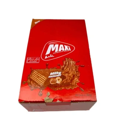 ویفر روکش کاکائو با طعم فندق مکسی شیرین عسل - 30گرم بسته 24 عددی