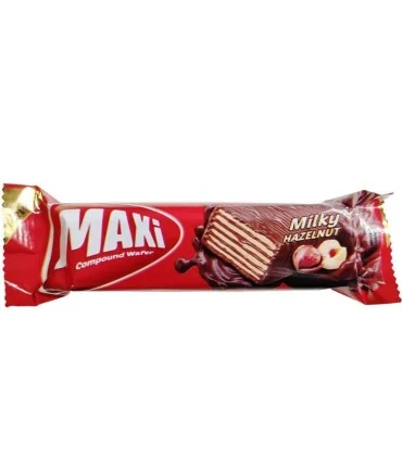 ویفر روکش کاکائو با طعم فندق مکسی شیرین عسل - 30گرم بسته 24 عددی