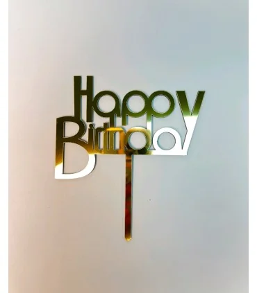 تاپر طلایی کیک happy birthday