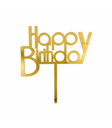 تاپر طلایی کیک happy birthday