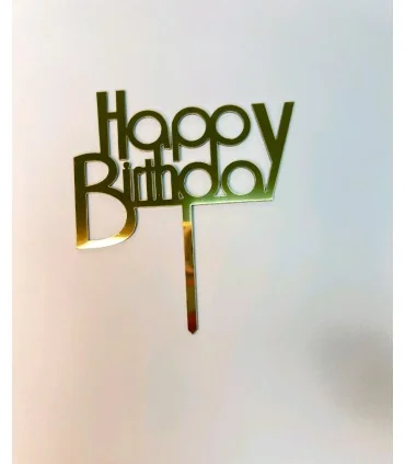 تاپر طلایی کیک happy birthday