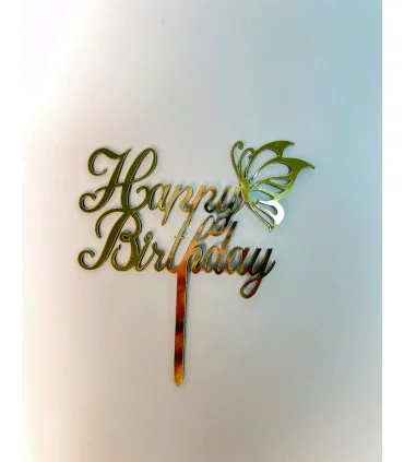 تاپر طلایی کیک happy birthday