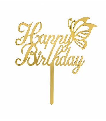 تاپر طلایی کیک happy birthday