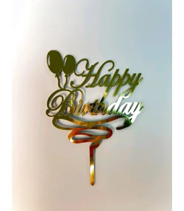 تاپر طلایی کیک happy birthday