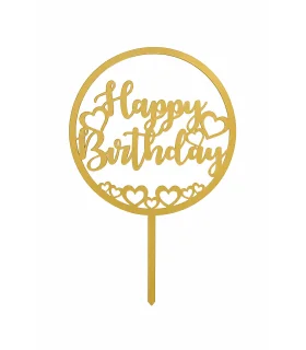 تاپر طلایی کیک happy birthday