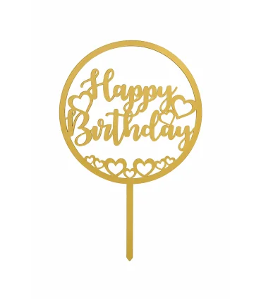 تاپر طلایی کیک happy birthday