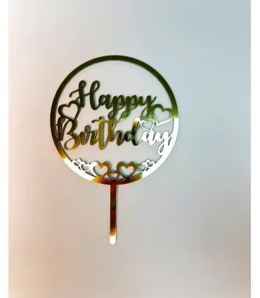 تاپر طلایی کیک happy birthday