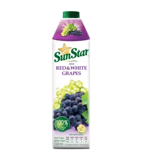 آبمیوه طبیعی انگور قرمز و سفید سان استار حجم 1 لیتر