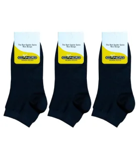 جوراب زنانه مدل مچی نخی ساده رنگ مشکی بسته 3 عددی