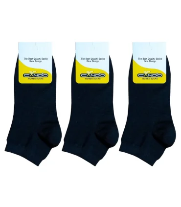 جوراب زنانه مدل مچی نخی ساده رنگ مشکی بسته 3 عددی