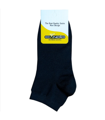 جوراب زنانه مدل مچی نخی ساده رنگ مشکی بسته 3 عددی