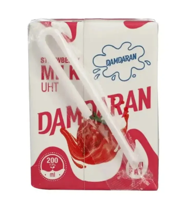 شیر توت فرنگی فرادما پاکتی دامداران 200 میلی لیتری