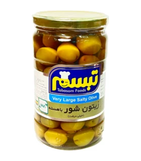 زیتون شور با هسته خیلی درشت 660 گرم تبسم