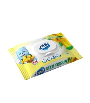 دستمال مرطوب دست و صورت تنو 60 عددی با رایحه لیمو