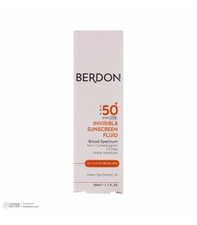 کرم ضد آفتاب بی‌رنگ بردون، SPF 50، مناسب پوست چرب و آکنه‌دار و حجم 50 میلی‌لیتر